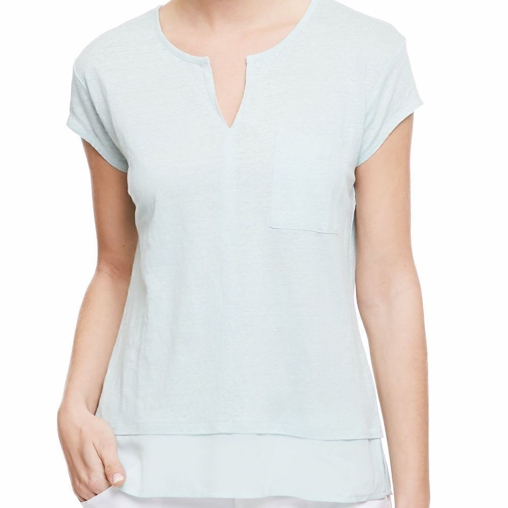 Sanctuary} Split Neck Layered Look Blue